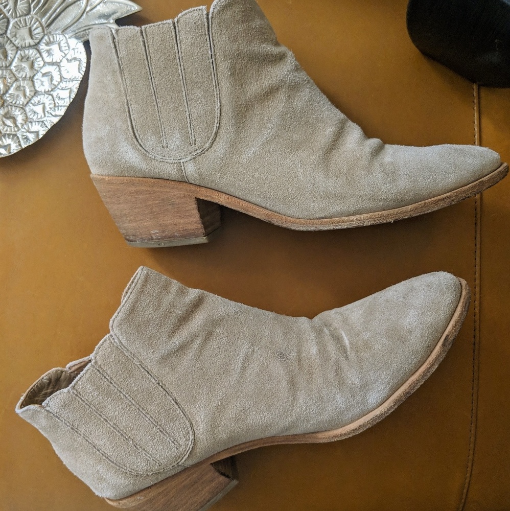 Joie Barlow ankle Booties Grey taupe cement Suede - Picture 5 of 8